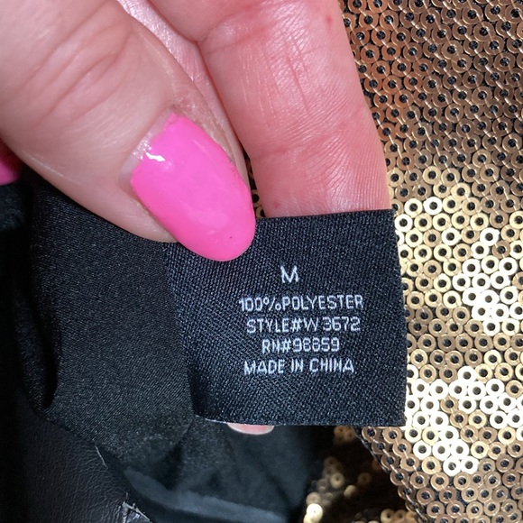 W118 by Walter Baker ronnie jacket size M in gold sequined biker jacket - Picture 13 of 15